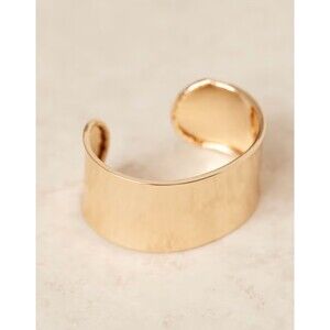 ASOS DESIGN Wide Gold Tone Cuff Bracelet – Open Ended Slip-On Smooth Finish NEW